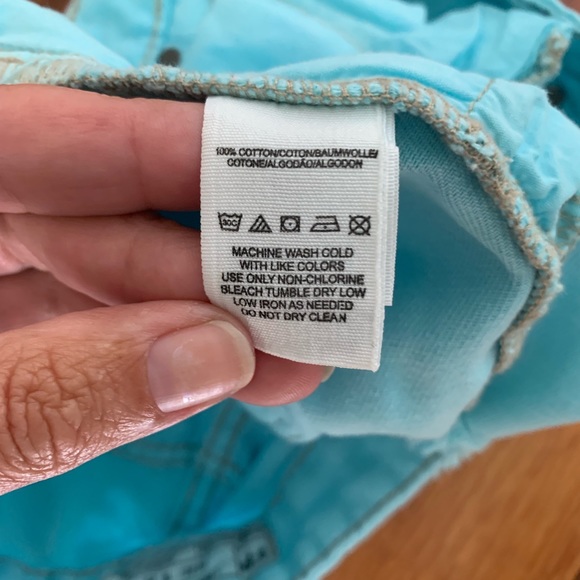 ☀️SOLD☀️ Free People Teal Hem Cutoff Jean Shorts - Picture 7 of 7